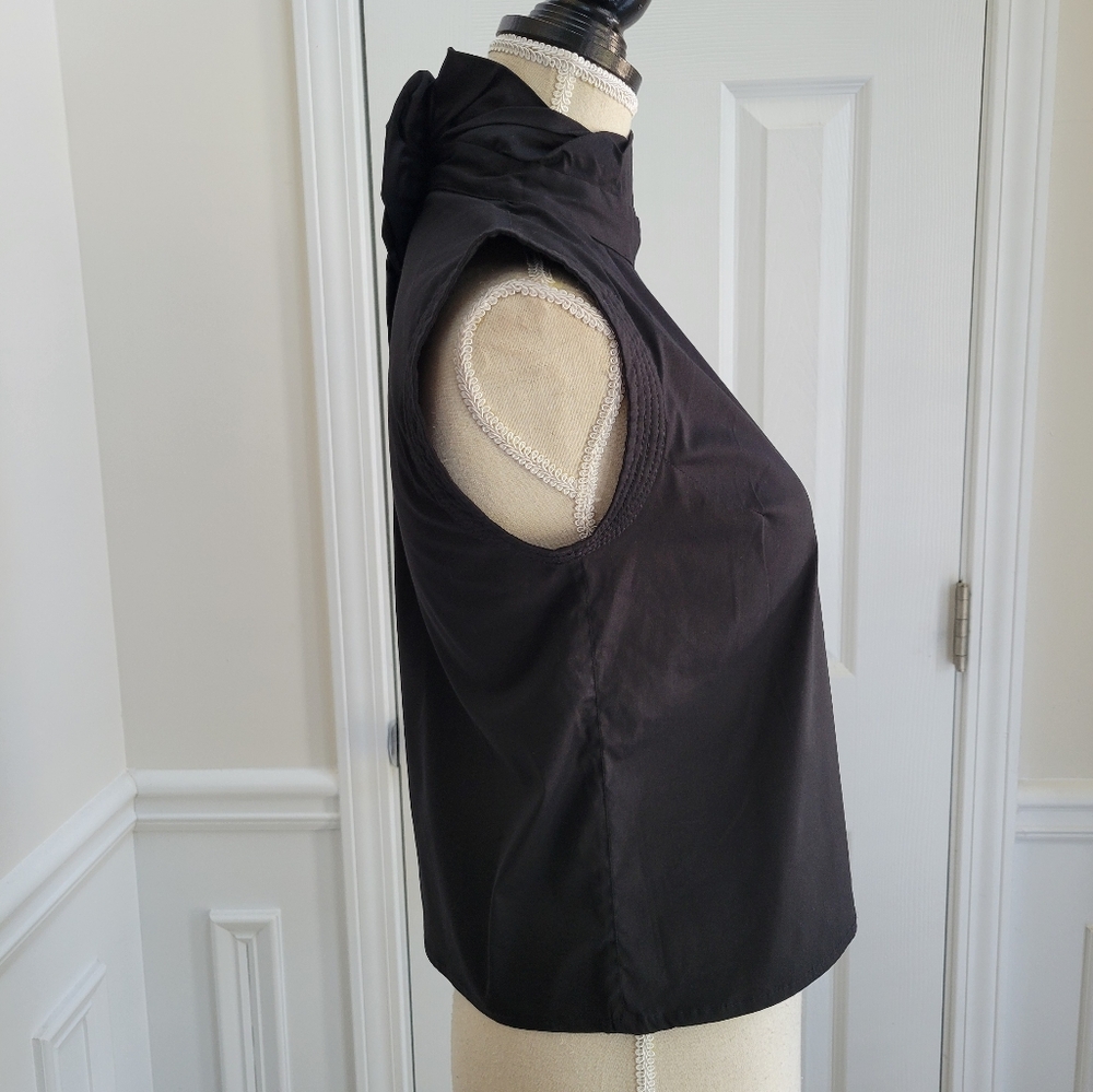 Piazza Sempione Black High Neck Top Minimalist Designer‎ Blouse Size 40 - Picture 6 of 11